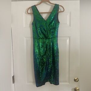 Green Sequin Sleeveless Dress